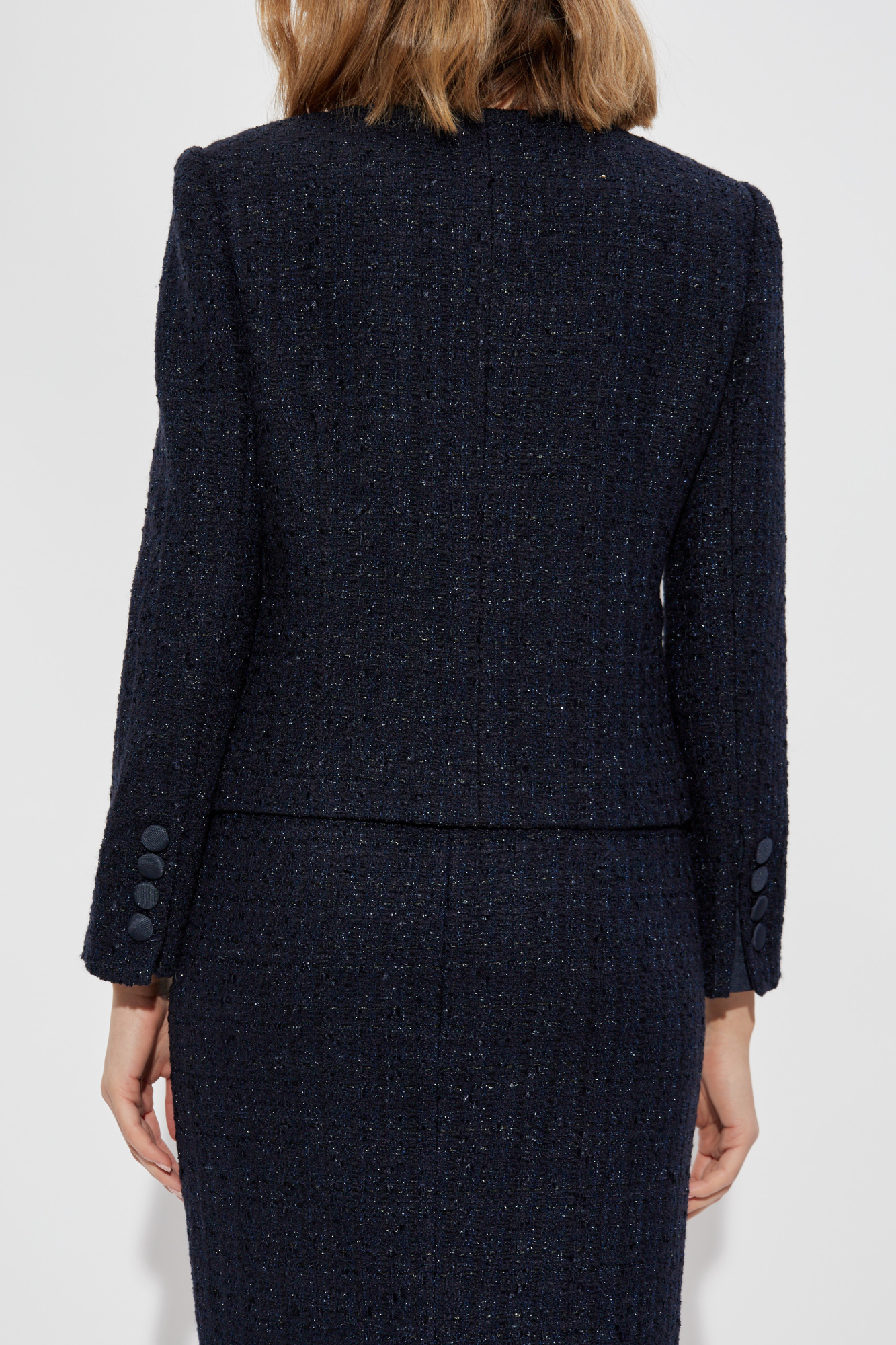 ジャケット・アウター \"EMPORIO ARMANI\" tweed coat Emporio Armani Cuffed Tweed Jacket | Black | FARFETCH